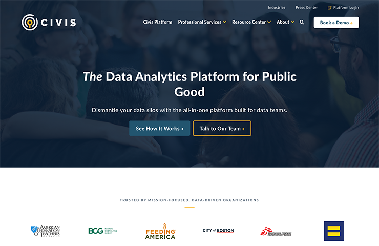 Screenshot of the Civis Analytics website