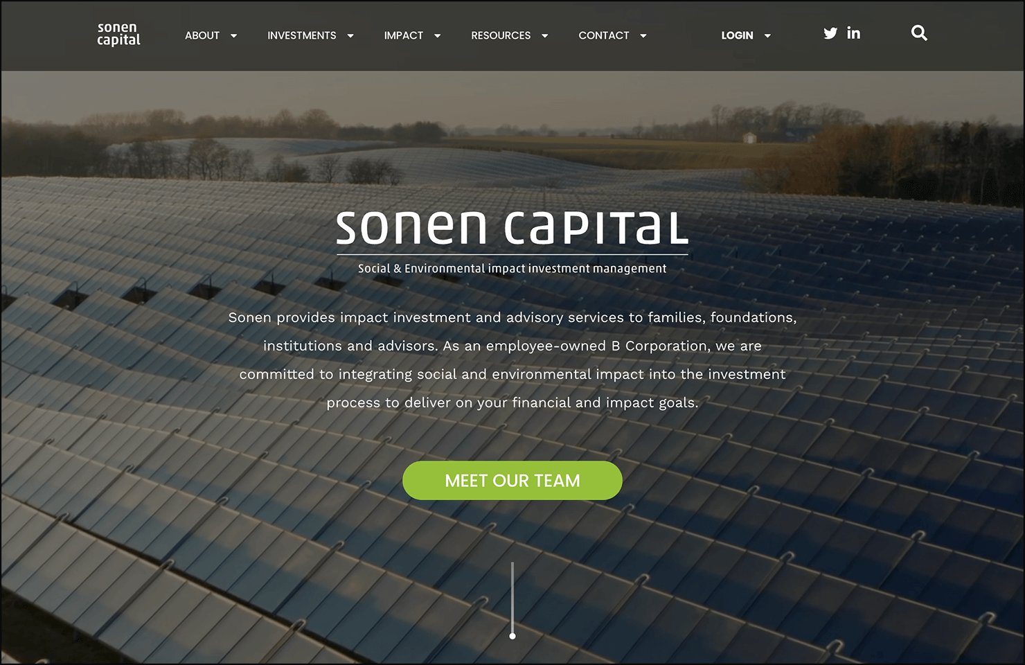 Screenshot of the Sonen Capital website