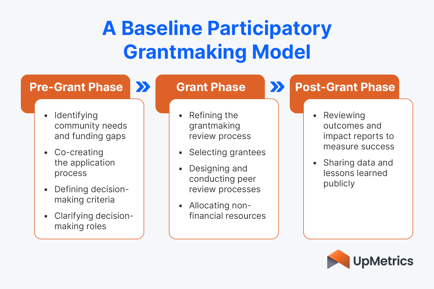 The process of participatory grantmaking, which is detailed in the text below.